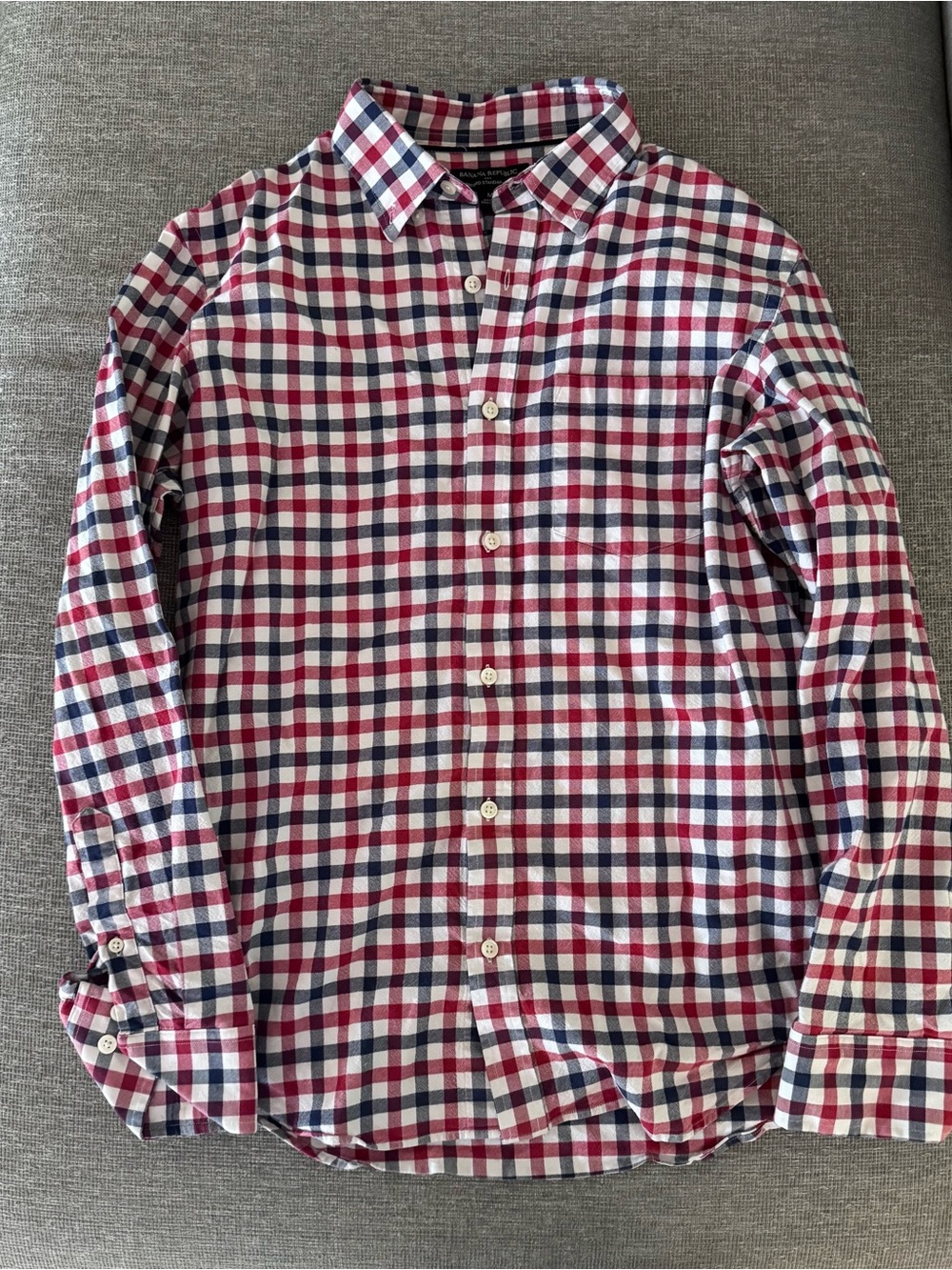 Banana Republic Red, Blue & White Check Button-Down Shirt